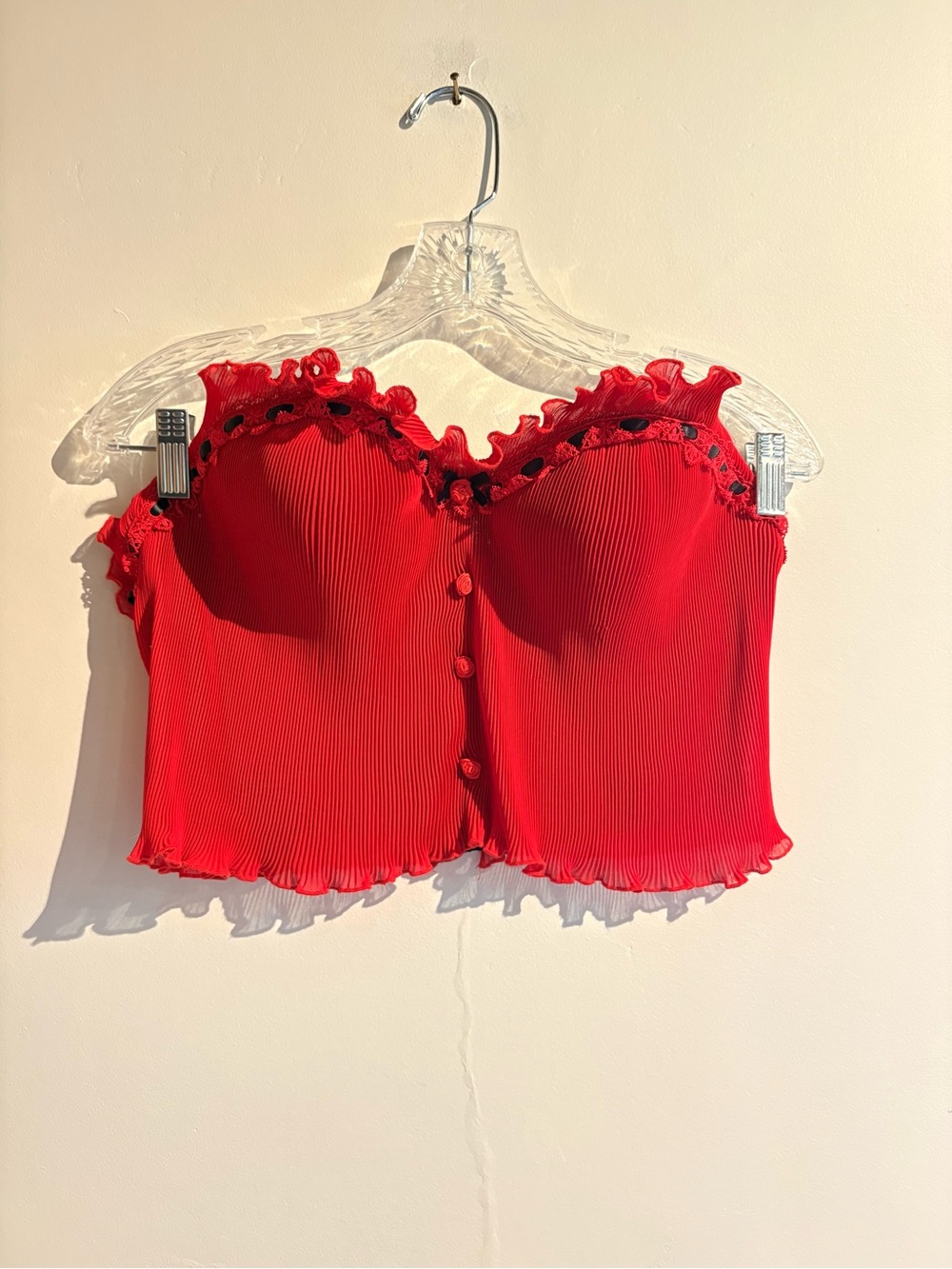 Vintage Victoria Secret ruffle bustier bra top with roses design